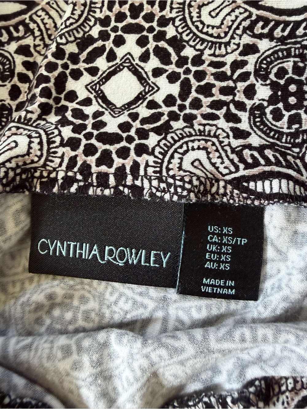 Cynthia Rowley Black White Boho Maxi Skirt XS Stretch Jersey Patterned - Picture 2 of 3